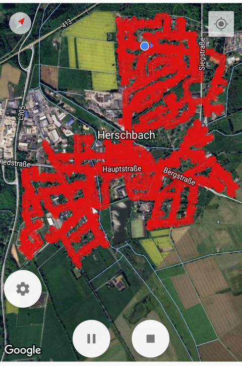 Aufgezeichnete Verteilroute in Herschbach